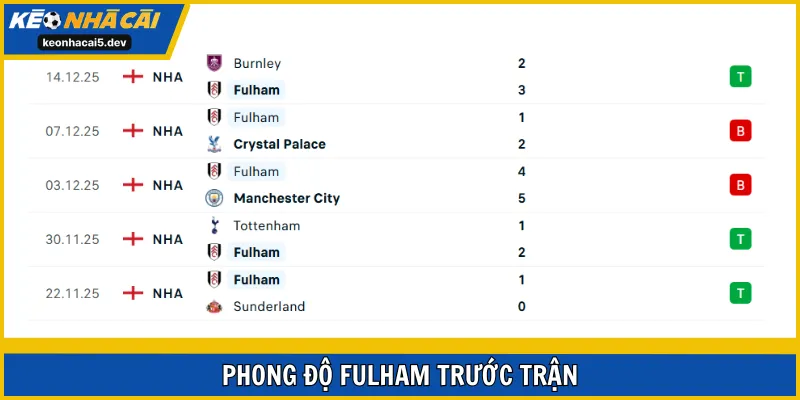 Fulham đang thể hiện rất tốt trong thời gian vừa qua